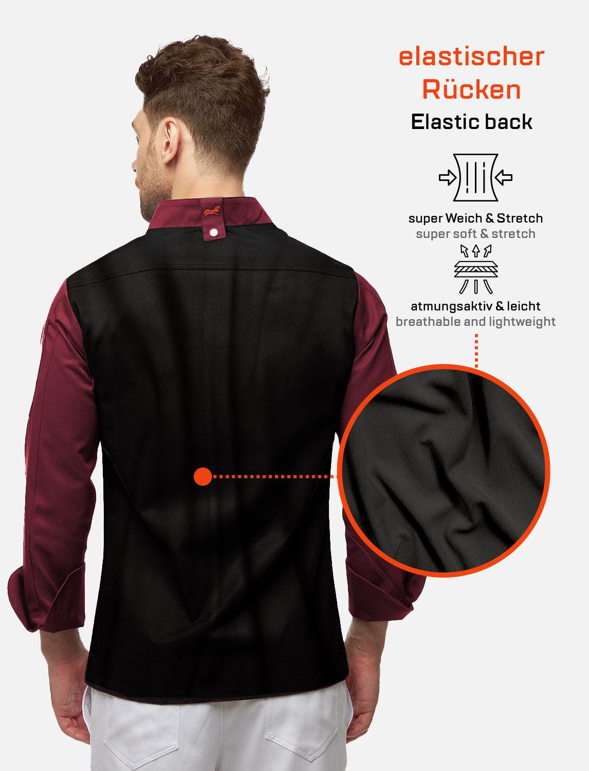 Herren Kochjacke mit Stretch Rücken inkl. Kugelknöpfe - Langarm