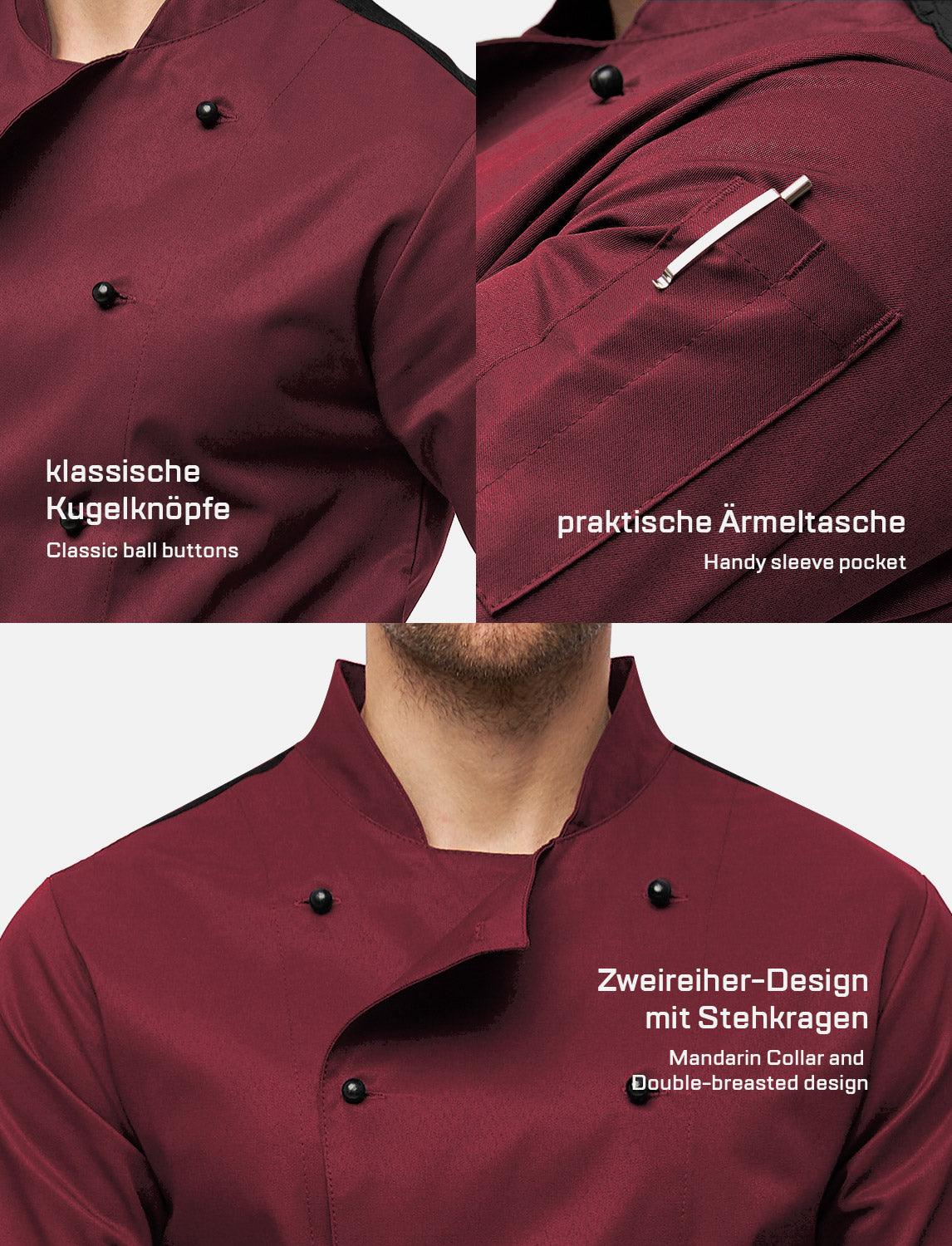 Herren Kochjacke mit Stretch Rücken inkl. Kugelknöpfe - Langarm