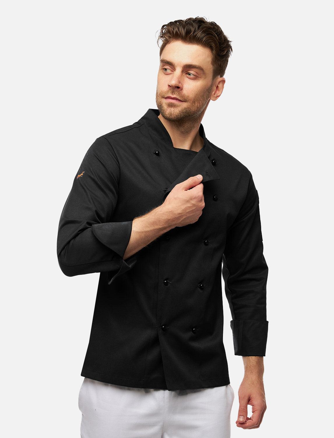 Herren Kochjacke mit Stretch Rücken inkl. Kugelknöpfe - Langarm
