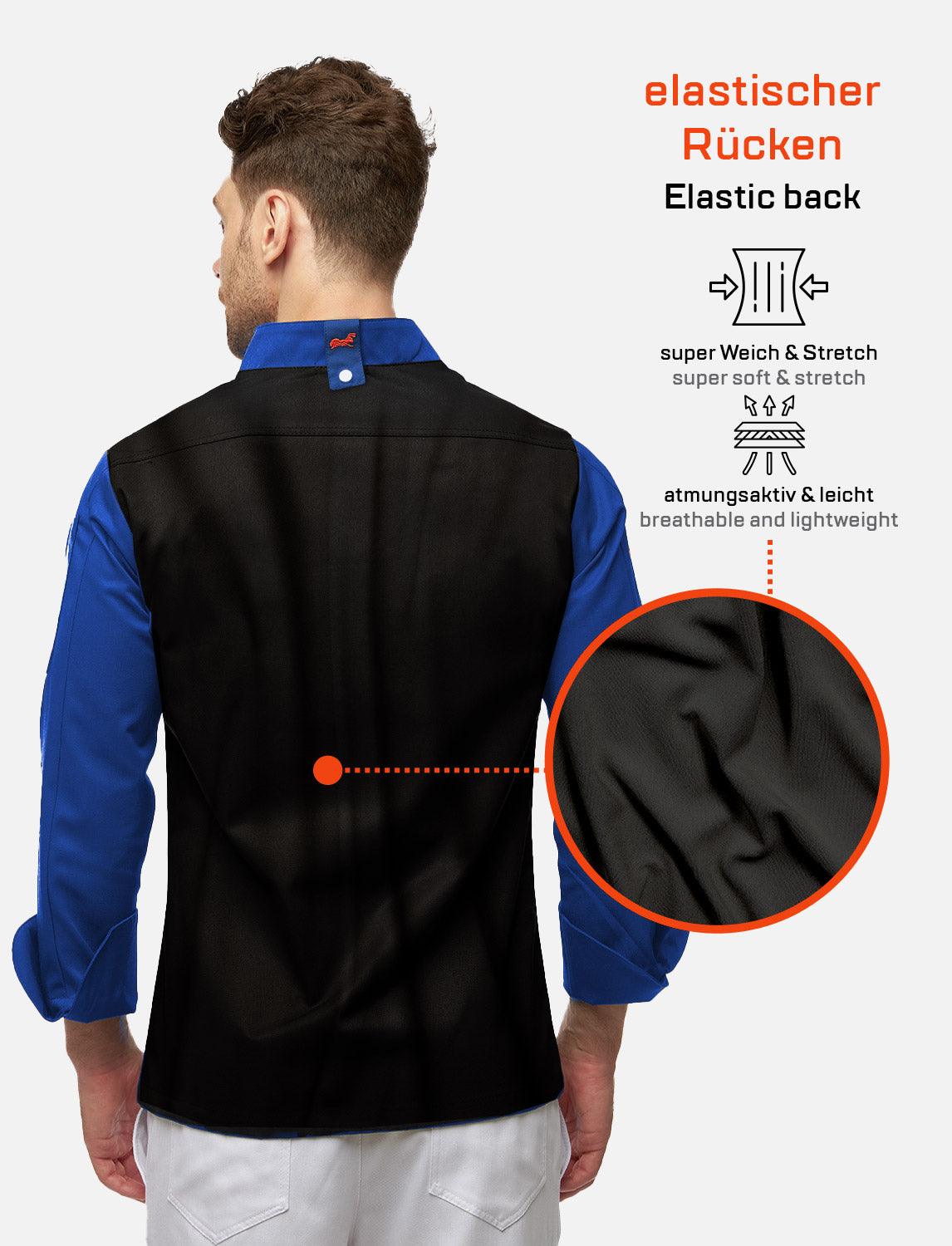 Herren Kochjacke mit Stretch Rücken inkl. Kugelknöpfe - Langarm