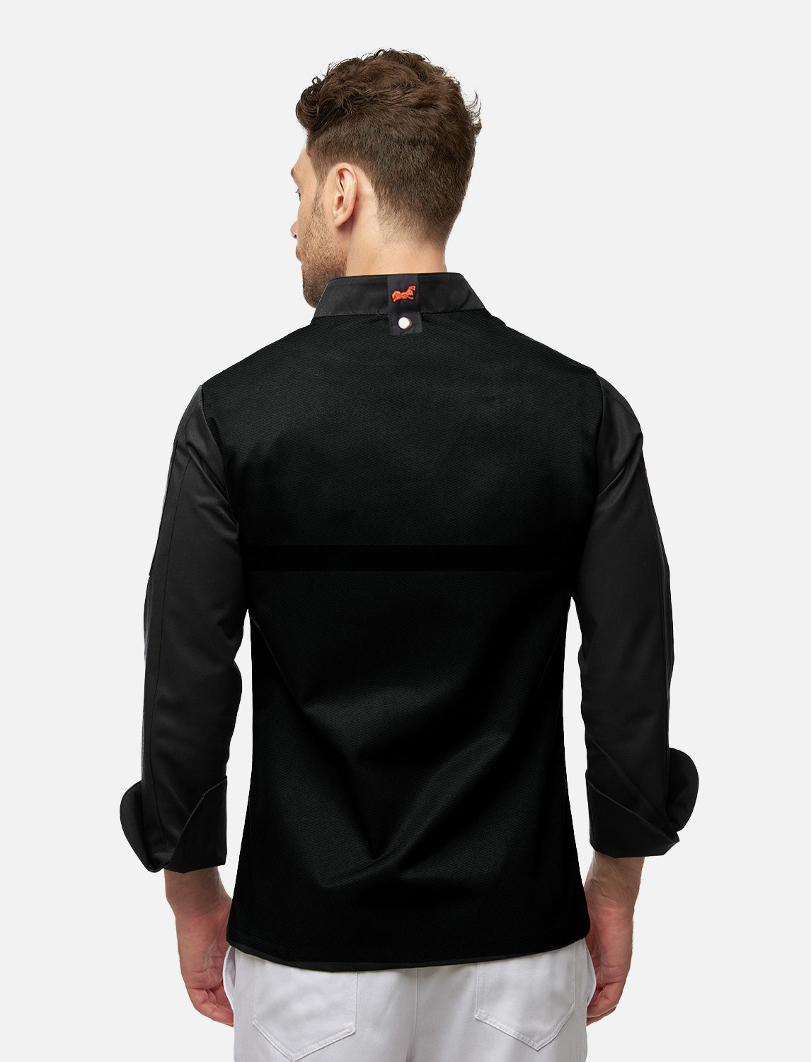 Kochjacke Herren mit Stretch Rücken – Druckknöpfen – Langarm