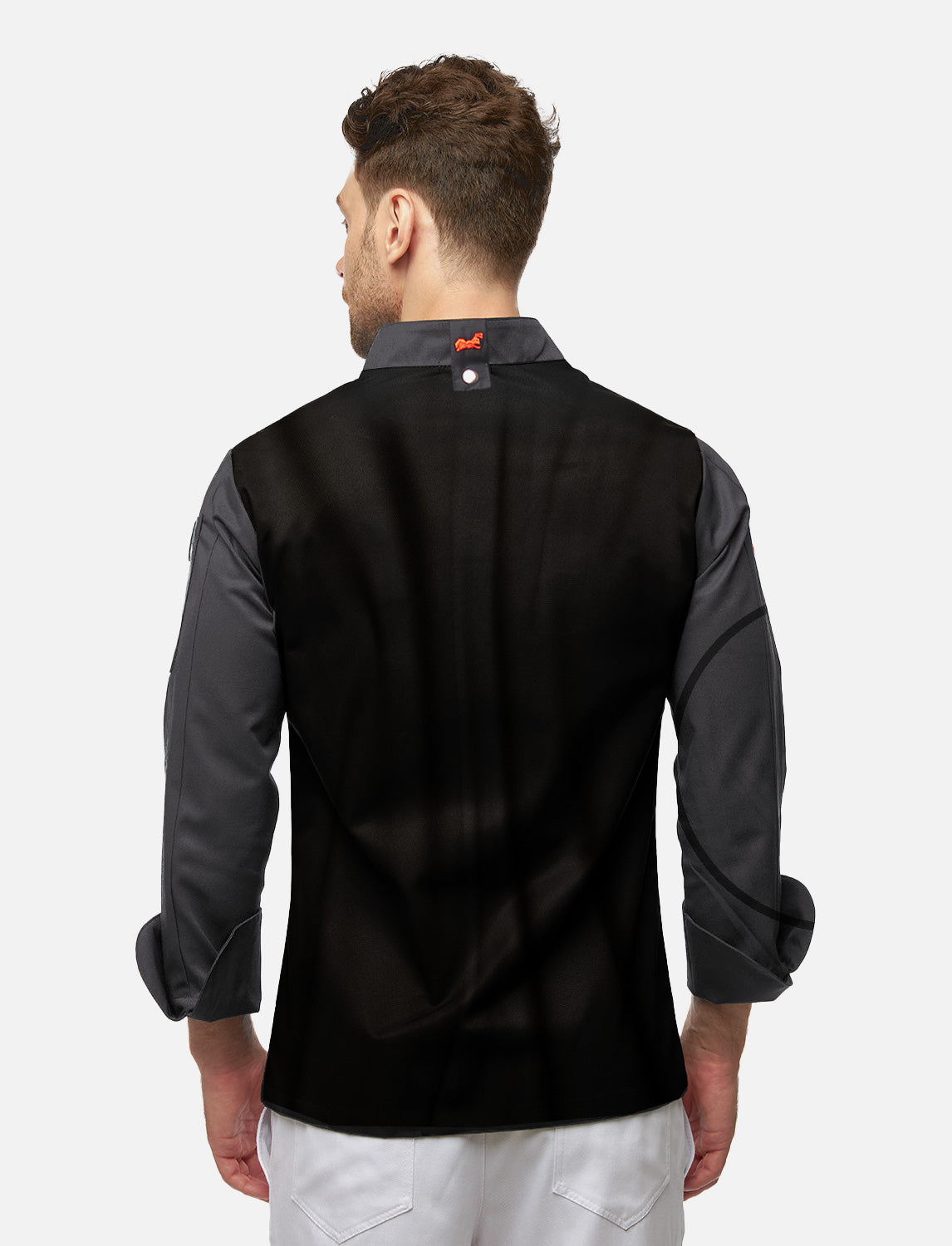 Kochjacke Herren mit Stretch Rücken – Druckknöpfen – Langarm