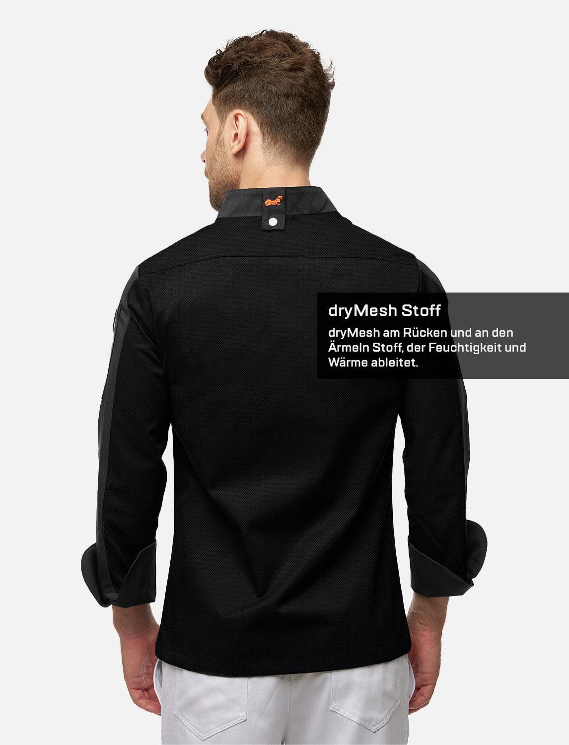 easyClean Herren Kochjacke mit dryMesh Rücken und Ärmel - inkl Kugelknöpfen -  Langarm