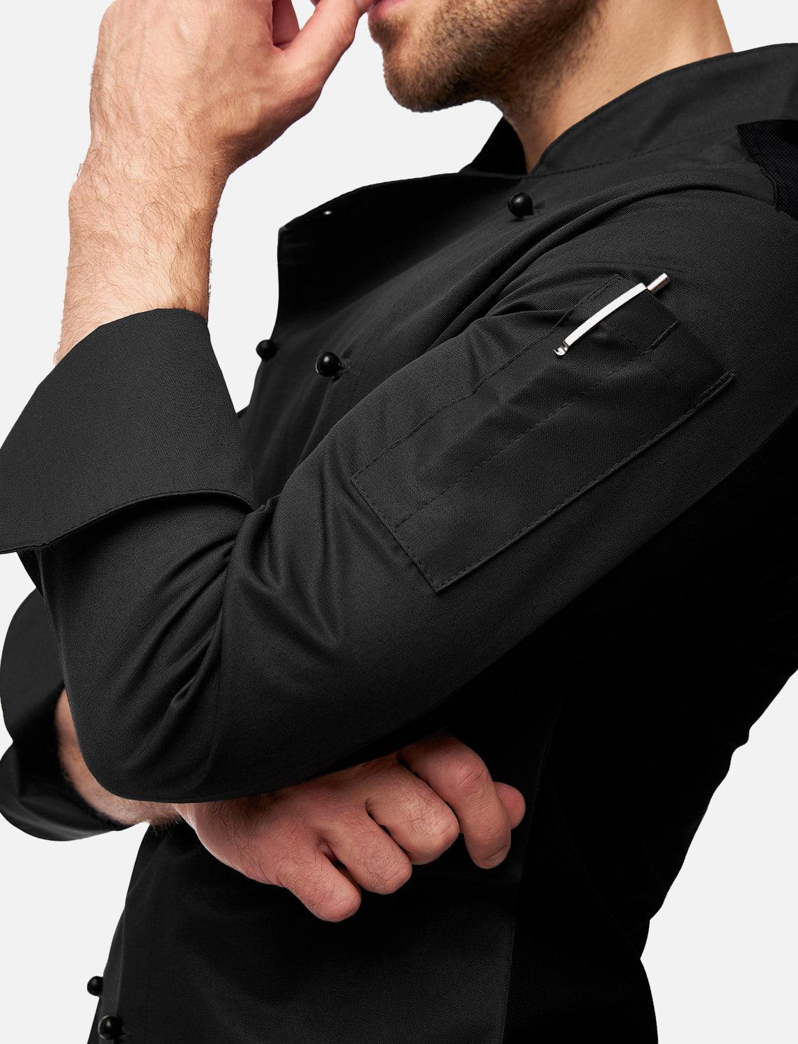 easyClean Herren Kochjacke mit dryMesh Rücken und Ärmel - inkl Kugelknöpfen -  Langarm