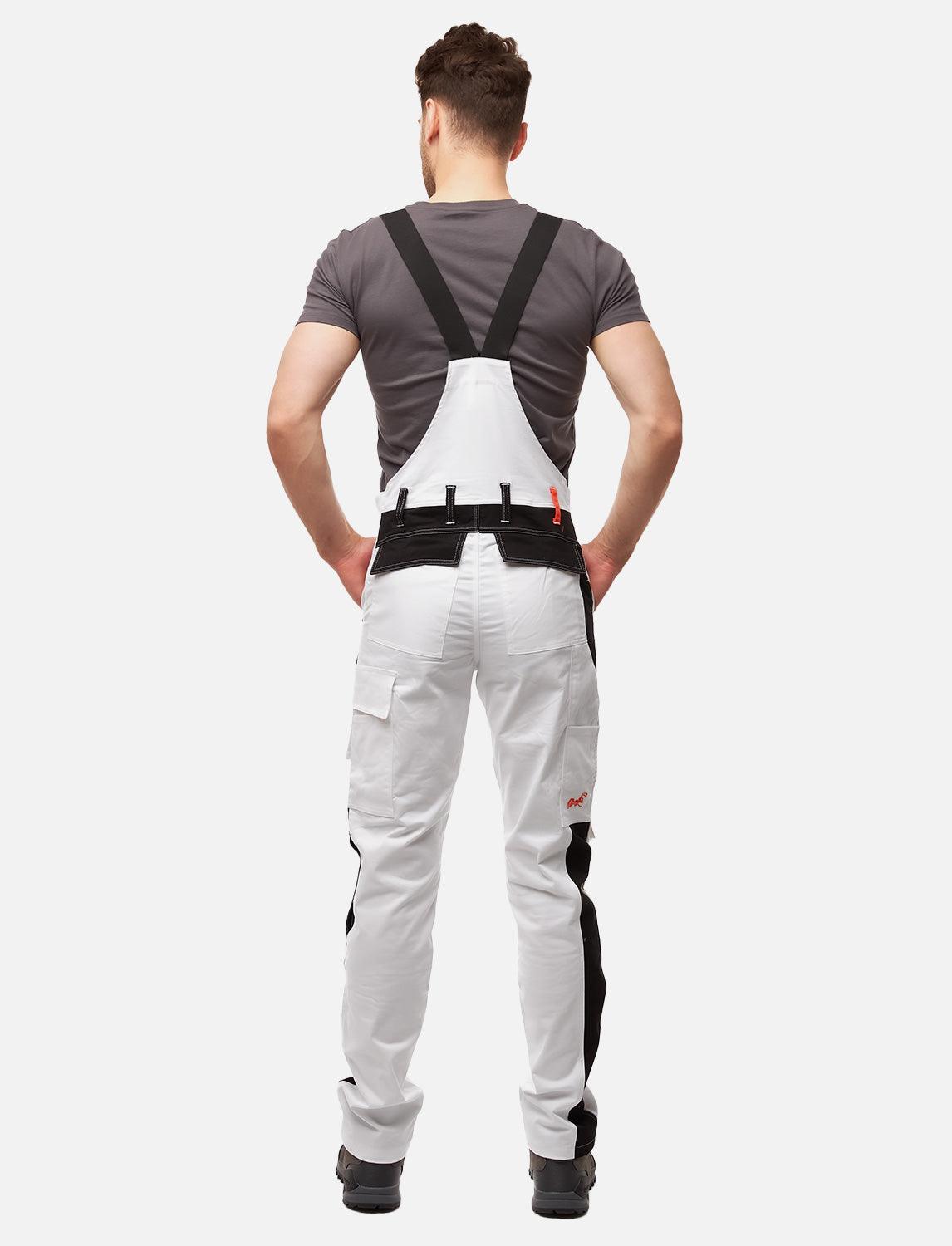 power Stretch Herren Maler Latzhose Weiß mit Kniepolstertaschen