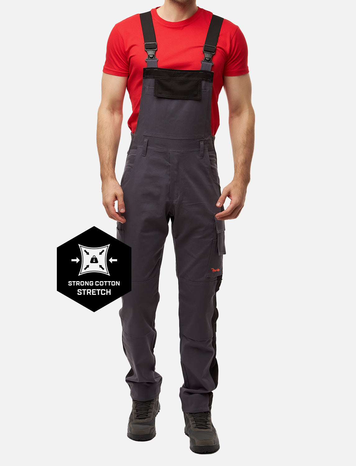 Männer Profi-Arbeits-Latzhose mit Kniepolstertaschen für Handwerk und Bau aus Stretch Strong Baumwolle