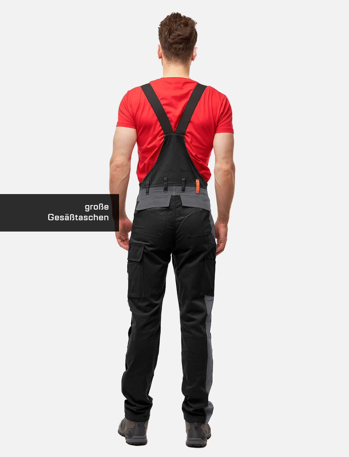 Männer Profi-Arbeits-Latzhose mit Kniepolstertaschen für Handwerk und Bau aus Stretch Strong Baumwolle