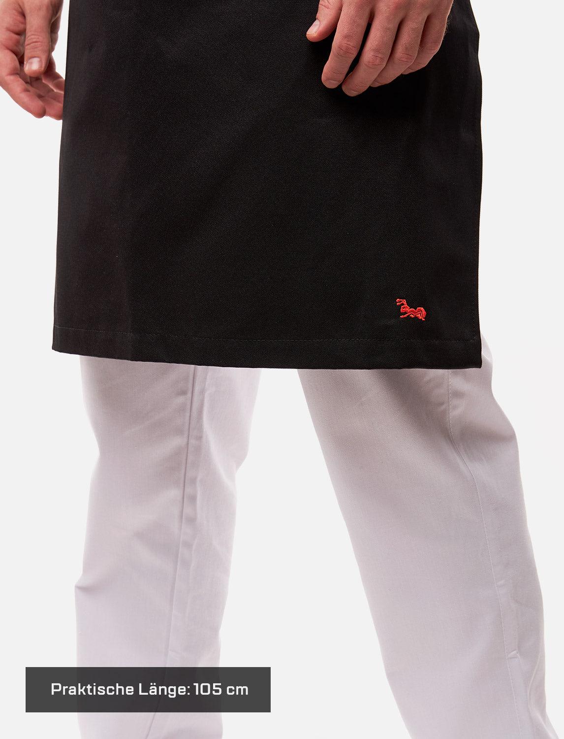 Latzschürze mit Taschen, verstellbarem Nackenband und elastischem Bund