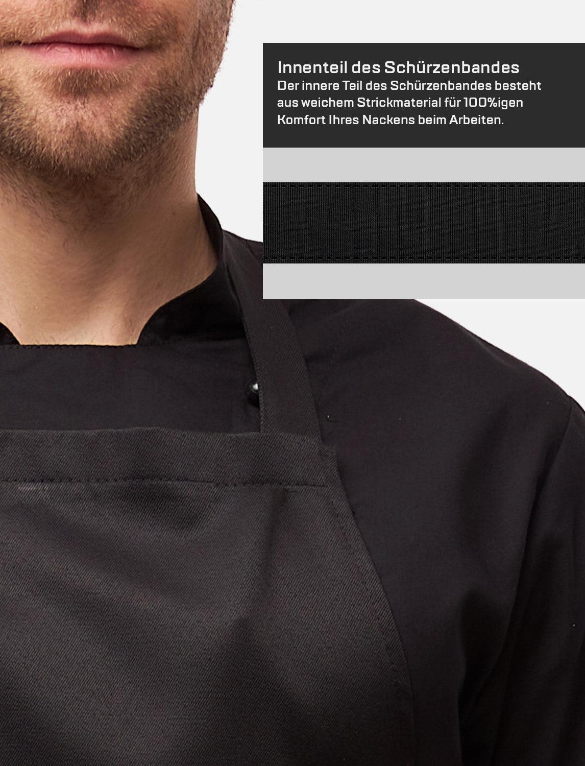 Latzschürze mit Taschen, verstellbarem Nackenband und elastischem Bund