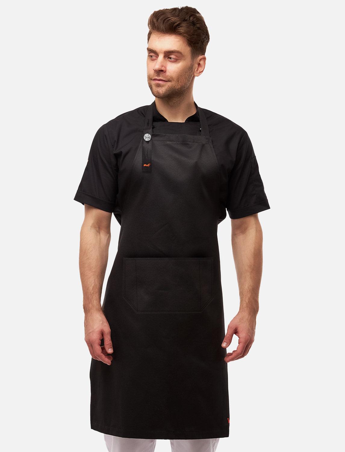 Latzschürze mit Taschen, verstellbarem Nackenband und elastischem Bund