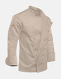 Beige Stretch-Kochjacke Herren 411LANGSTR-KGU Langarm mit Druckknöpfen