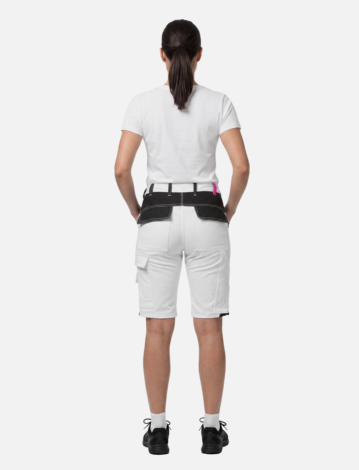 Damen kurze Arbeitshose Weiß aus Stretch Strong Baumwolle