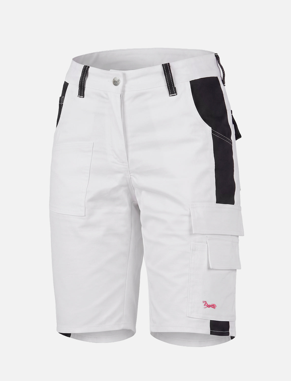 Damen kurze Arbeitshose Weiß aus Stretch Strong Baumwolle