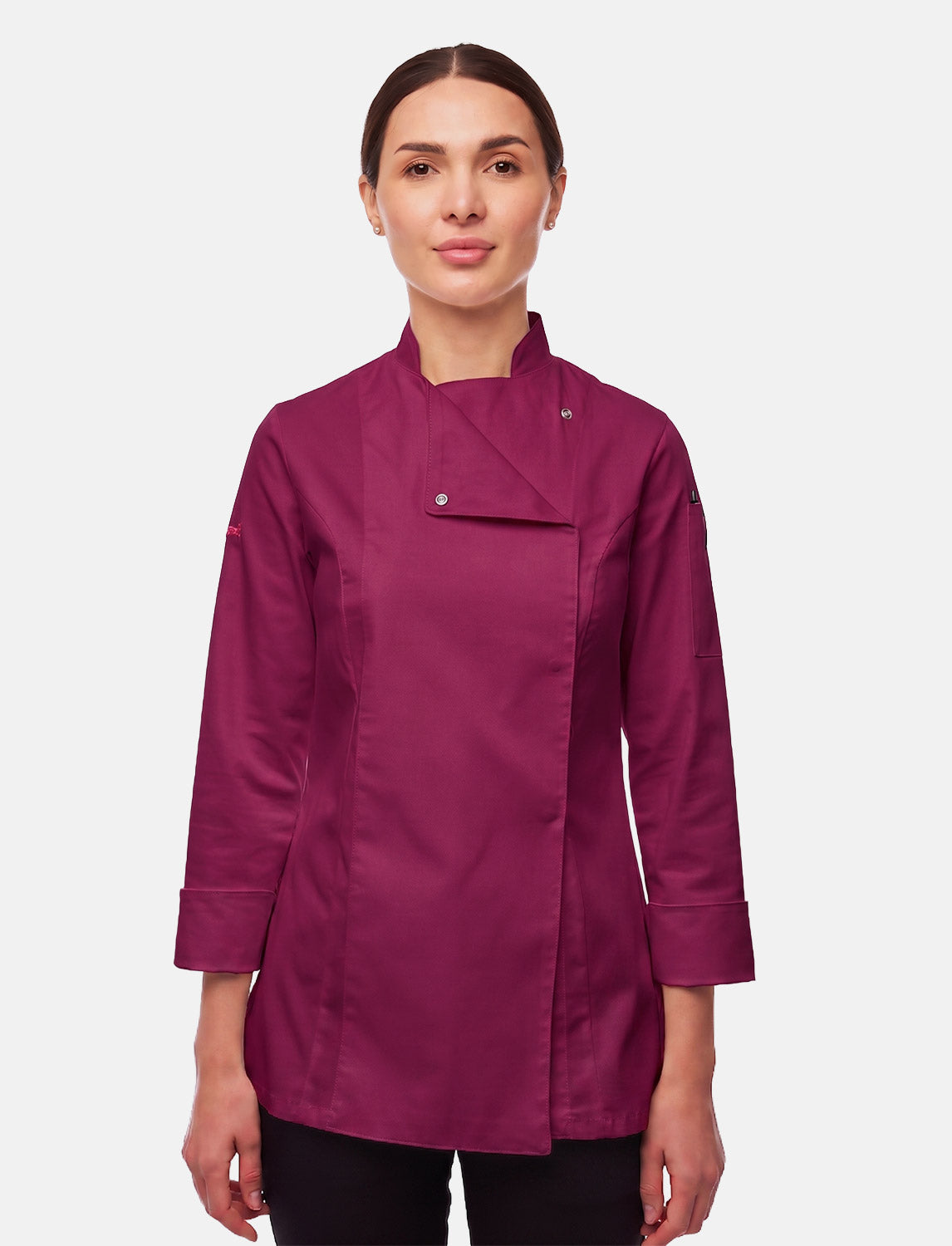 Stretch Kochjacke Damen Slim Fit mit Druckknöpfen | StrongAnt D411LANGSTR