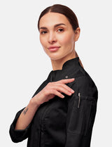 Stretch Kochjacke Damen Slim Fit mit Druckknöpfen | StrongAnt D411LANGSTR