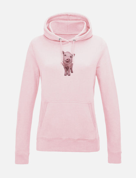 Damen-Hoodie mit Schweinchen-Stickerei