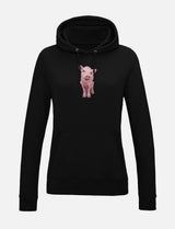 Damen-Hoodie mit Schweinchen-Stickerei