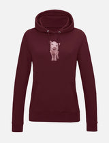 Damen-Hoodie mit Schweinchen-Stickerei