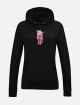 Damen-Hoodie mit Schweinchen-Stickerei