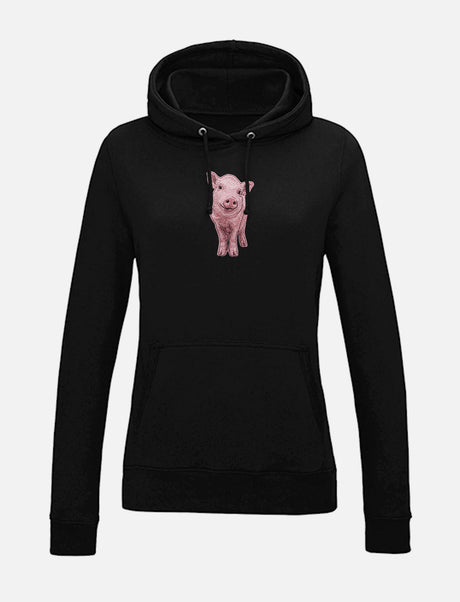 Damen-Hoodie mit Schweinchen-Stickerei