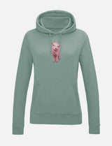 Damen-Hoodie mit Schweinchen-Stickerei