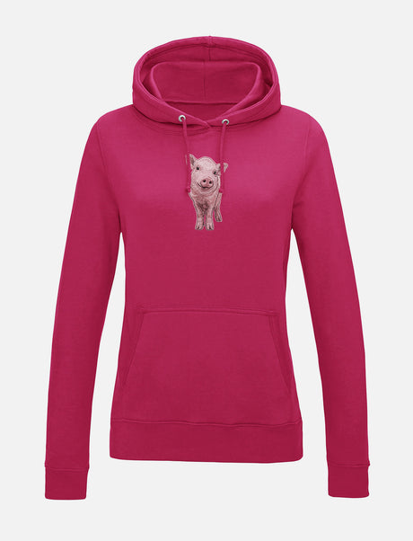Damen-Hoodie mit Schweinchen-Stickerei