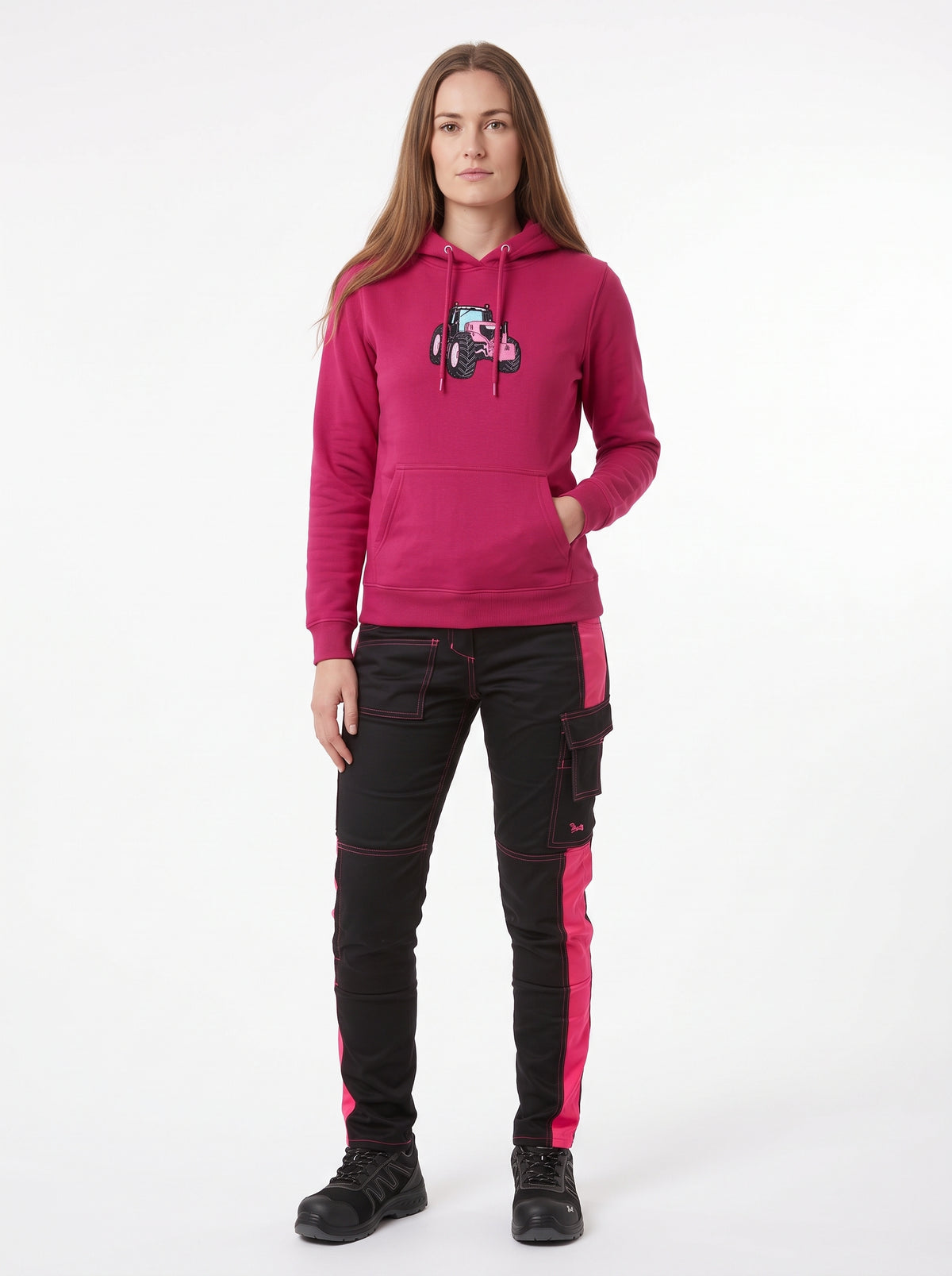Damen-Hoodie mit Traktor-Stickerei