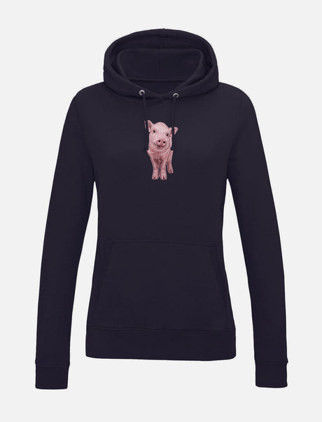 Damen-Hoodie mit Schweinchen-Stickerei
