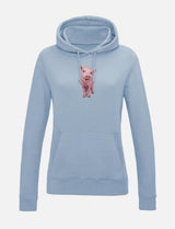 Damen-Hoodie mit Schweinchen-Stickerei