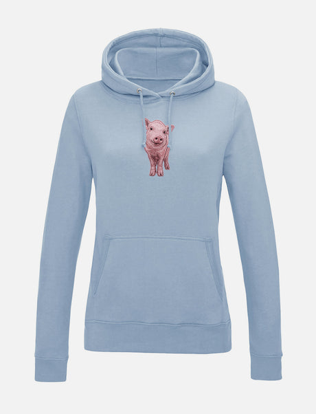 Damen-Hoodie mit Schweinchen-Stickerei