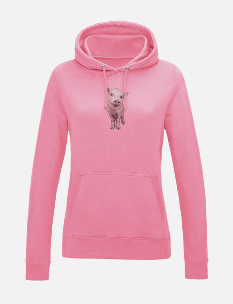 Damen-Hoodie mit Schweinchen-Stickerei