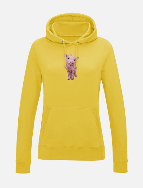 Damen-Hoodie mit Schweinchen-Stickerei