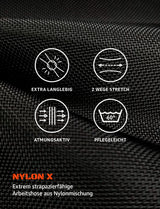 Malerhose Herren Weiß mit Kniepolstertaschen, Stretch Arbeitshose Nylon X