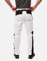 Malerhose Herren Weiß mit Kniepolstertaschen, Stretch Arbeitshose Nylon X