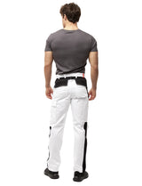 Malerhose Herren Weiß mit Kniepolstertaschen, Stretch Arbeitshose Nylon X