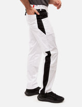 Malerhose Herren Weiß mit Kniepolstertaschen, Stretch Arbeitshose Nylon X