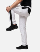 Malerhose Herren Weiß mit Kniepolstertaschen, Stretch Arbeitshose Nylon X
