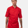 Rote Herren-Kochjacke 411KURZ mit Kurzarm und Slim Fit in Vorderansicht