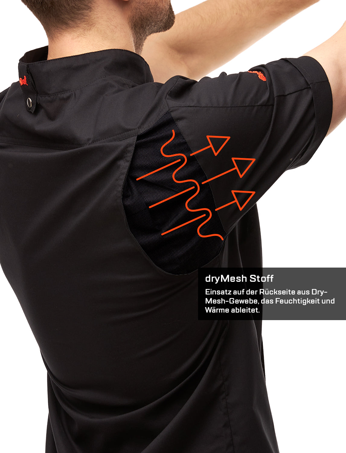 easyMove Kochjacke Herren Kurzarm mit dryMesh Einsatz - Druckknöpfen