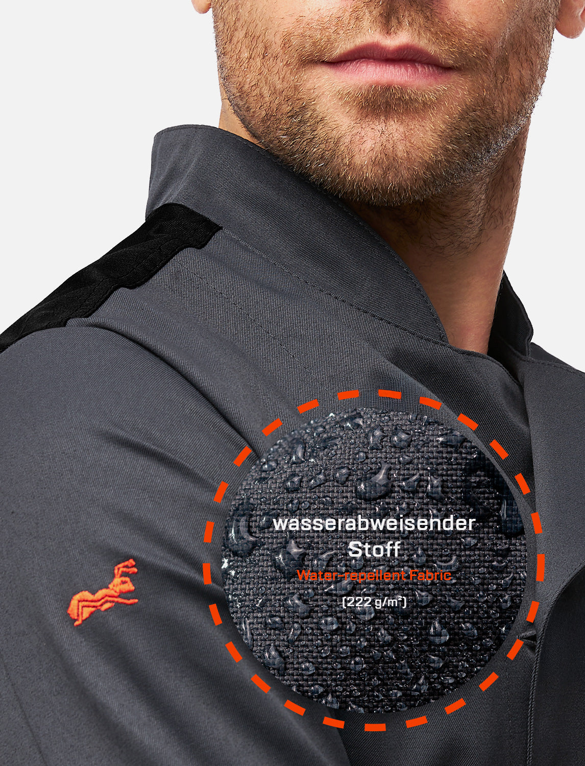Kochjacke Herren mit Stretch Rücken – Druckknöpfen – Langarm