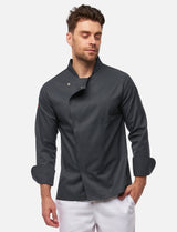 Kochjacke Herren mit Stretch Rücken – Druckknöpfen – Langarm